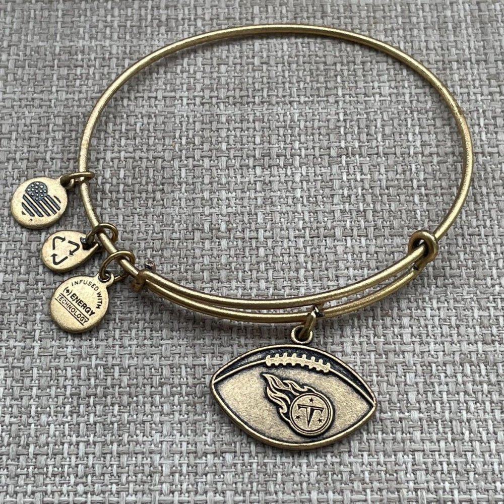 Alex And Ani Bracelet NFL Tennessee TITAN Women Necklace Gold Tone Wrist Band